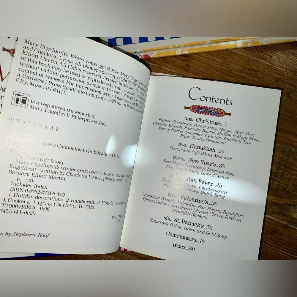 Mary Engelbreit books (2) - Sweet Treats Desserts Cookbook and Winter Craft Book